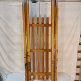 Vintage solid beech sled signed La Hutte - 110 cm