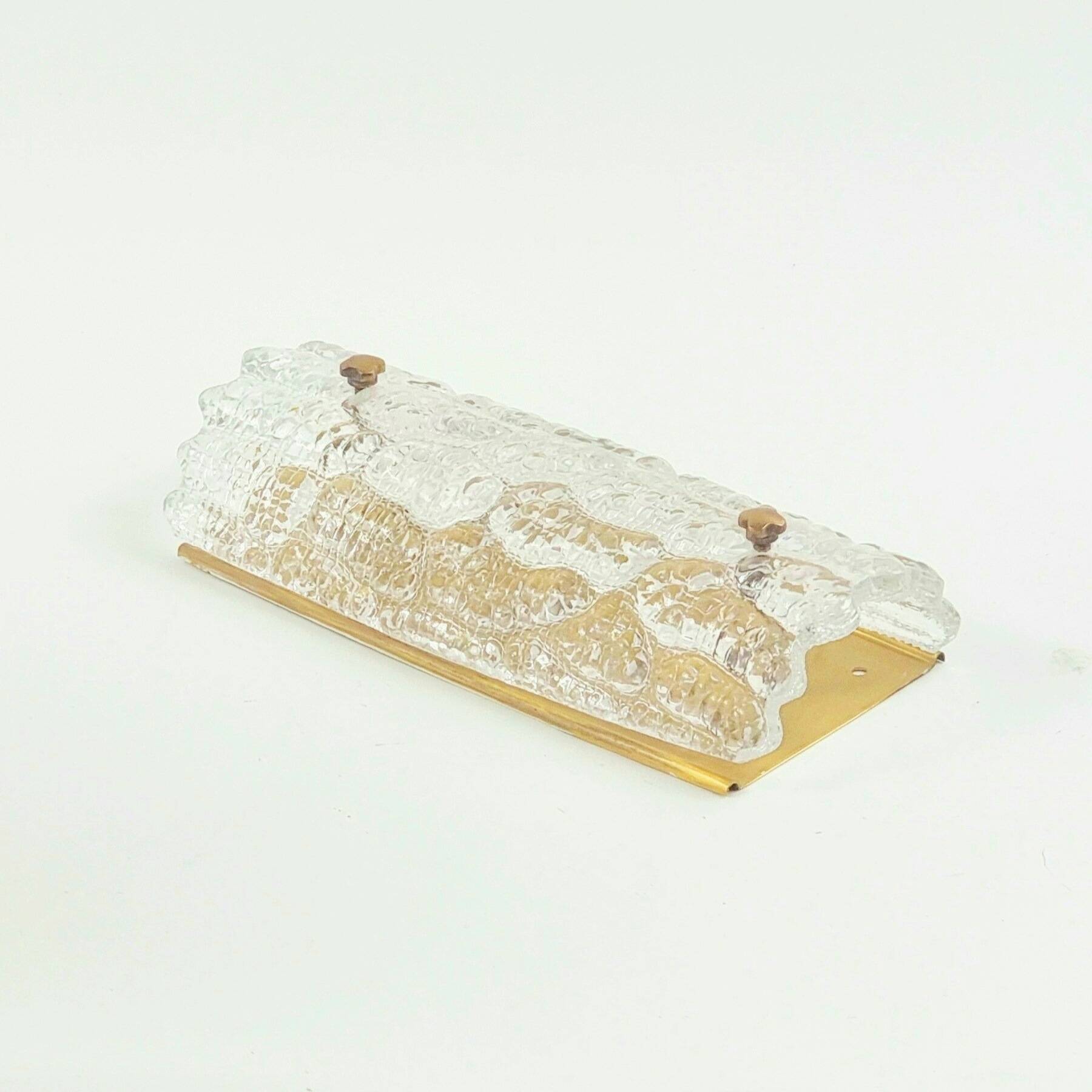 Mid Century Scandinavian Glass & Brass Wall Light by Carl Fagerlund, 1960s