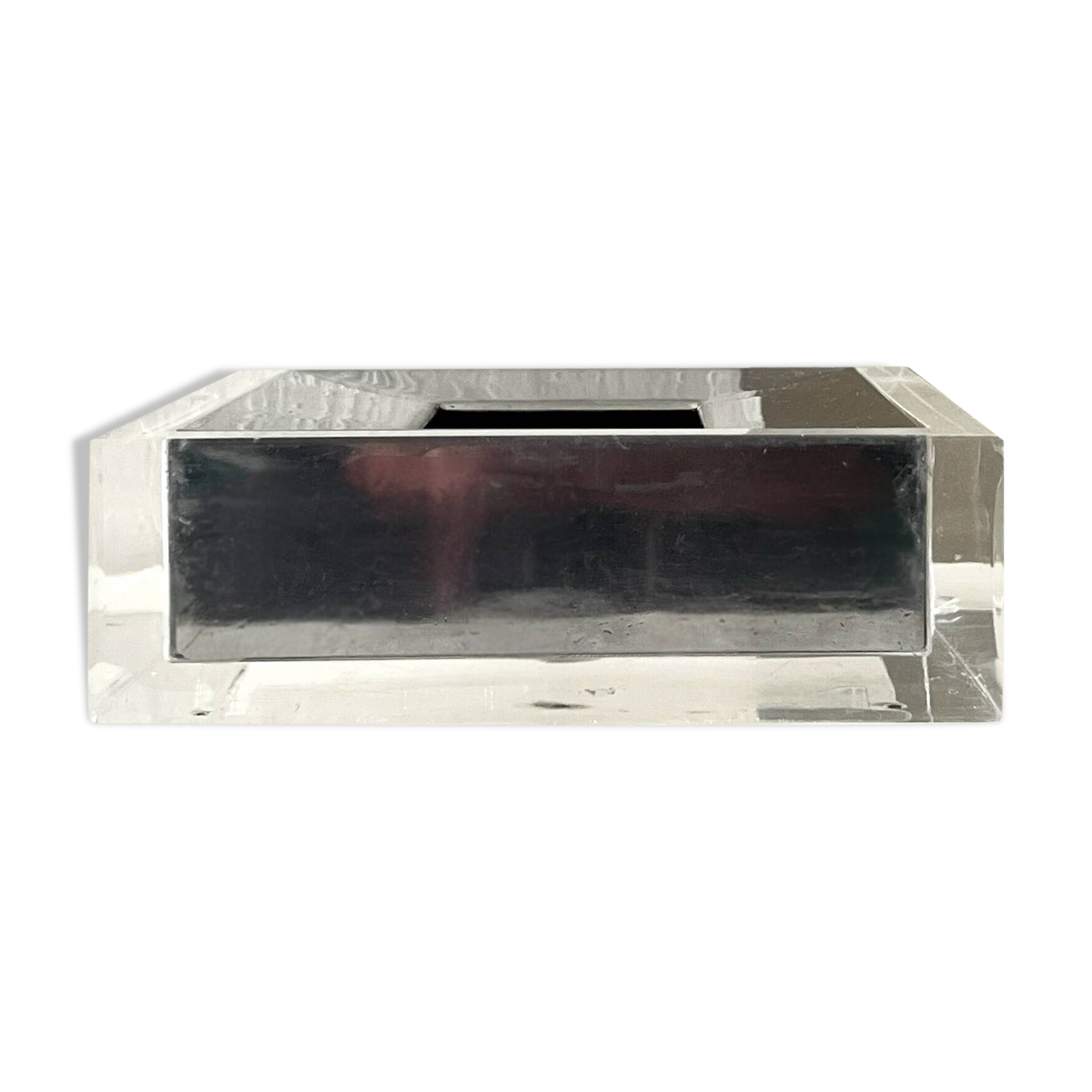 Cendrier design en Plexiglass et métal chromé, Guzzini 1970