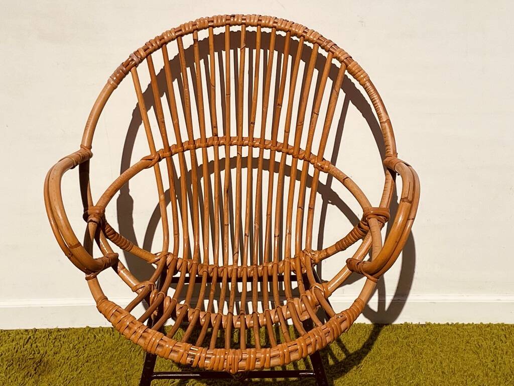 Pair of lounge rattan armchairs by D. Van Sliedregt / R. Noordwolde. Vintage