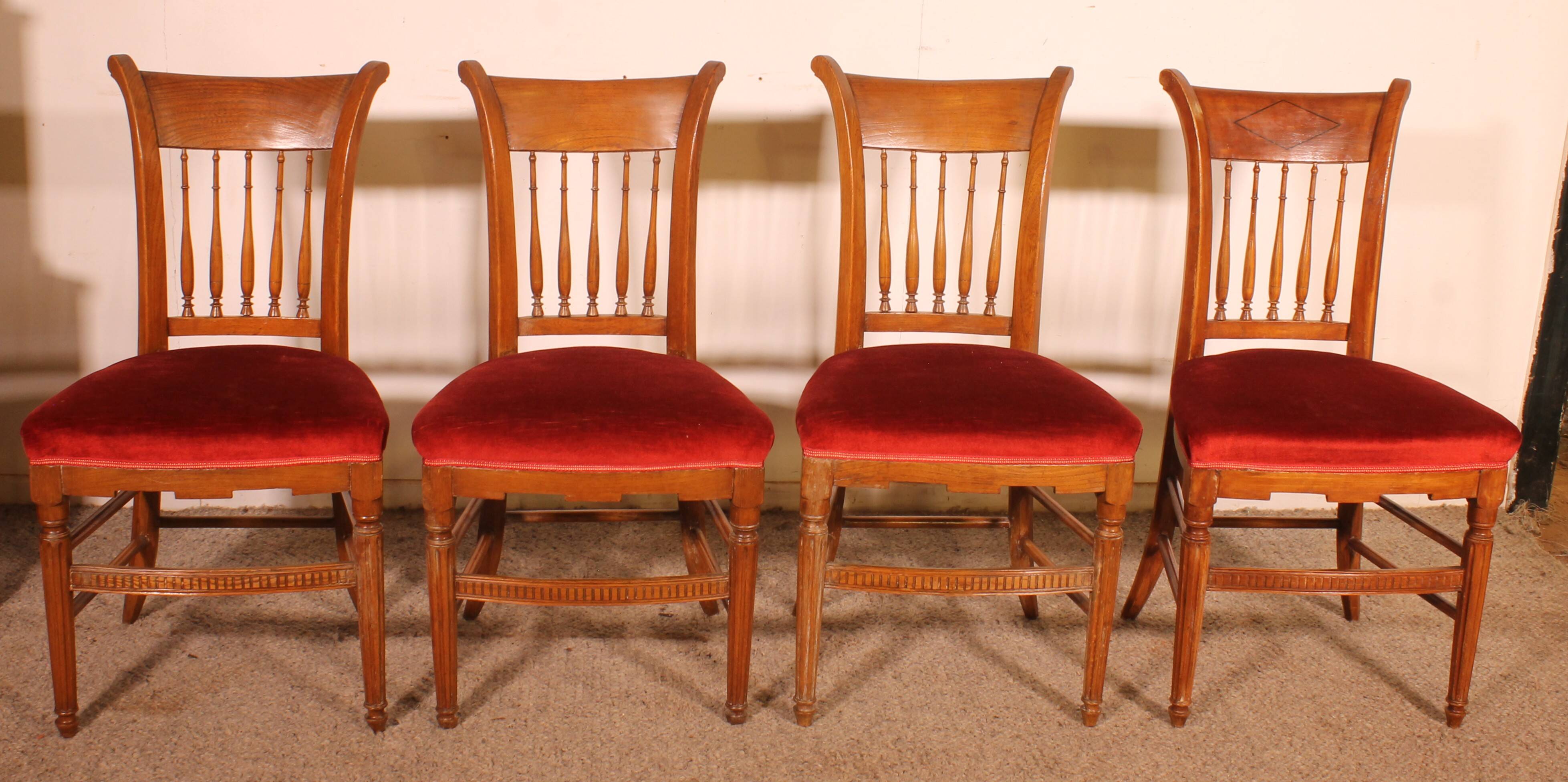 Set of 4 Directoire period chairs.