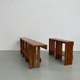 Pair of modernist pine wall shelves, circa 1970