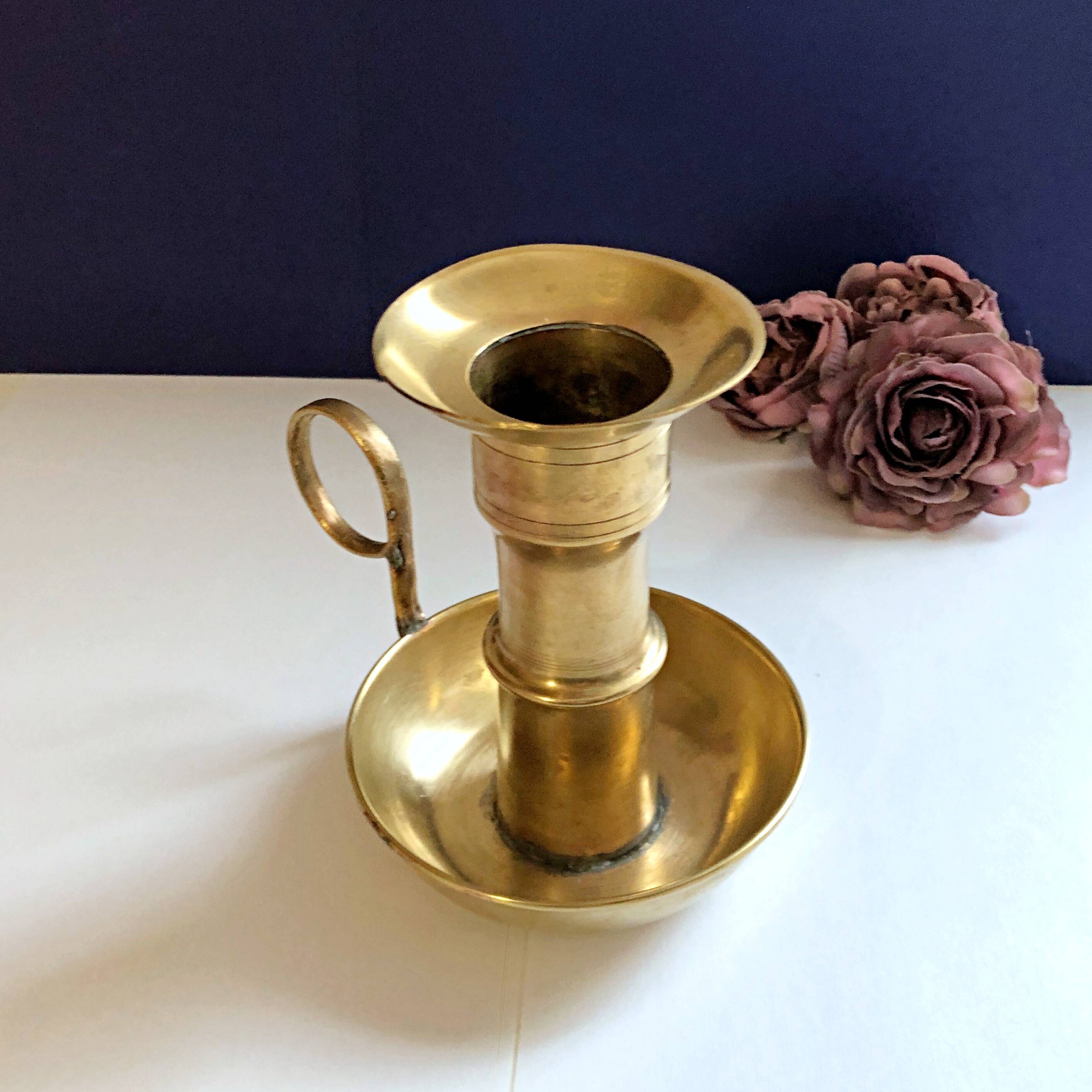 Large artisanal hand candle holder cellar rat gilded copper vintage atypical