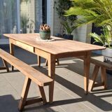Table de ferme avec ses 2 bancs rénovées