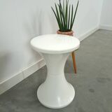 Tabouret en plastique blanc table à plantes vintage
