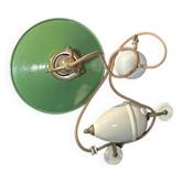 Old suspension with counterpoint, metal/porcelain lampshade,