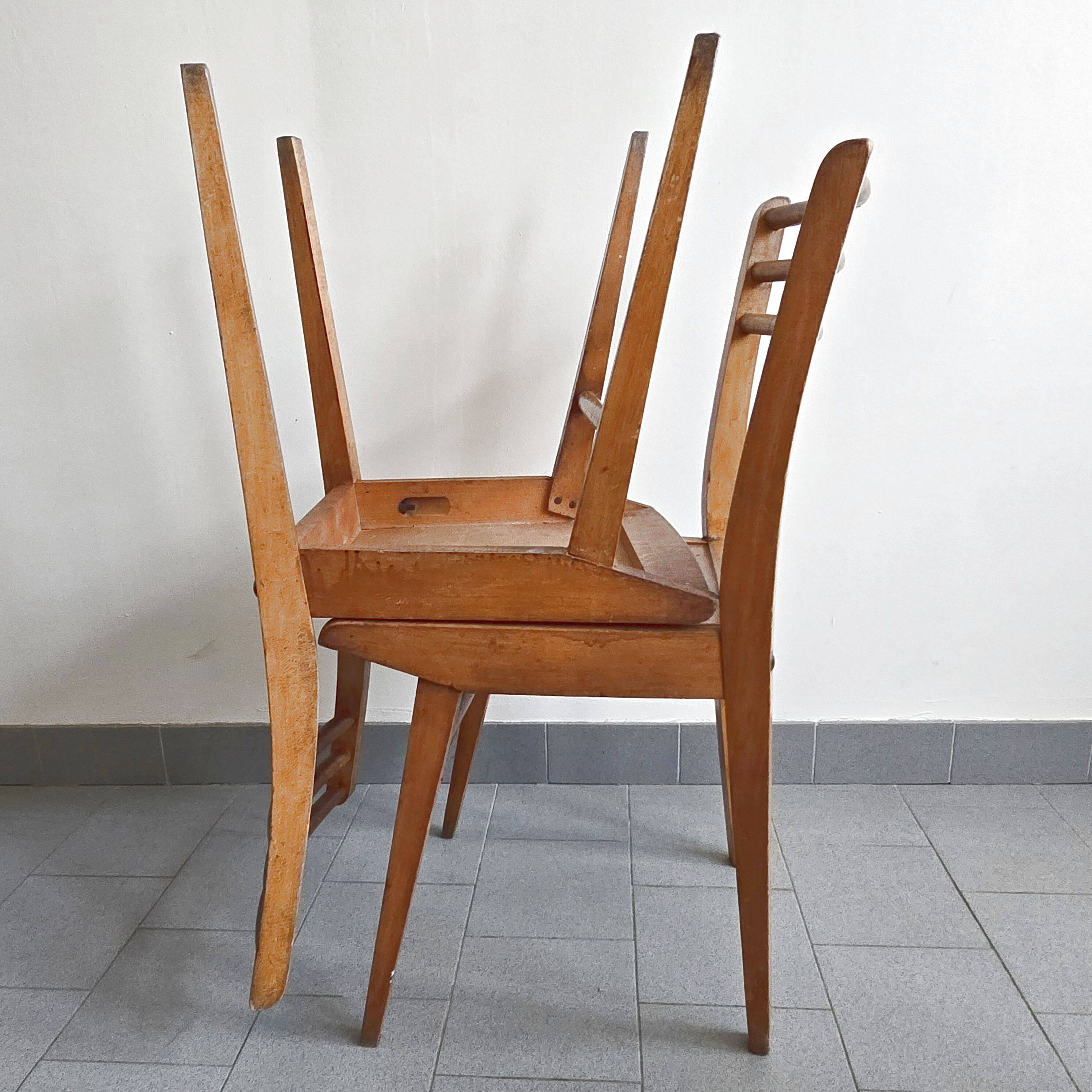 Suite de 4 chaises bistrot Luterma 1950 vintage