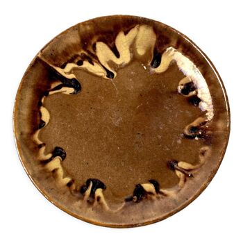 Brown drip glaze ceramic plate