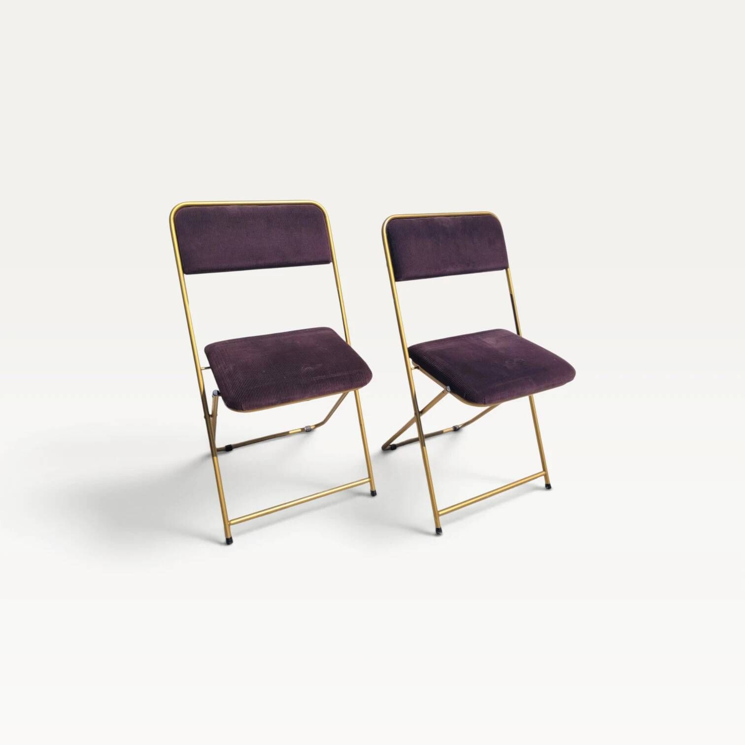 Lot de 2 chaises pliantes Lafuma en velours marron années 70