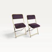 Set of 2 Lafuma folding chairs in brown velvet from the 1970s.