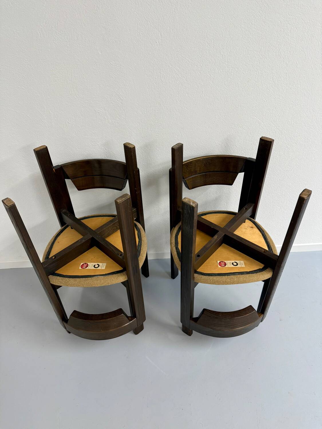 Set of 4 Girsberger Scandinavian style chairs from the 80s, vintage wood