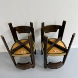 Set of 4 Girsberger Scandinavian style chairs from the 80s, vintage wood