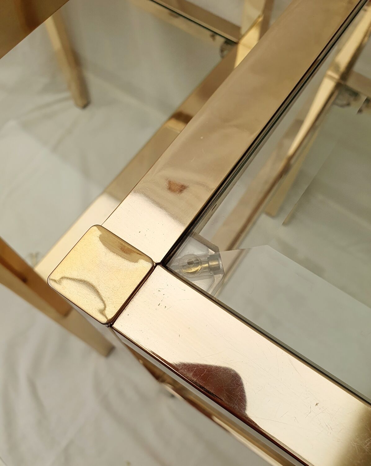 Pair of gold side tables Roche Bobois