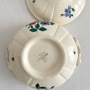 Petite soupière en faïence ivoire fleurs Digoin Sarreguemines vintage