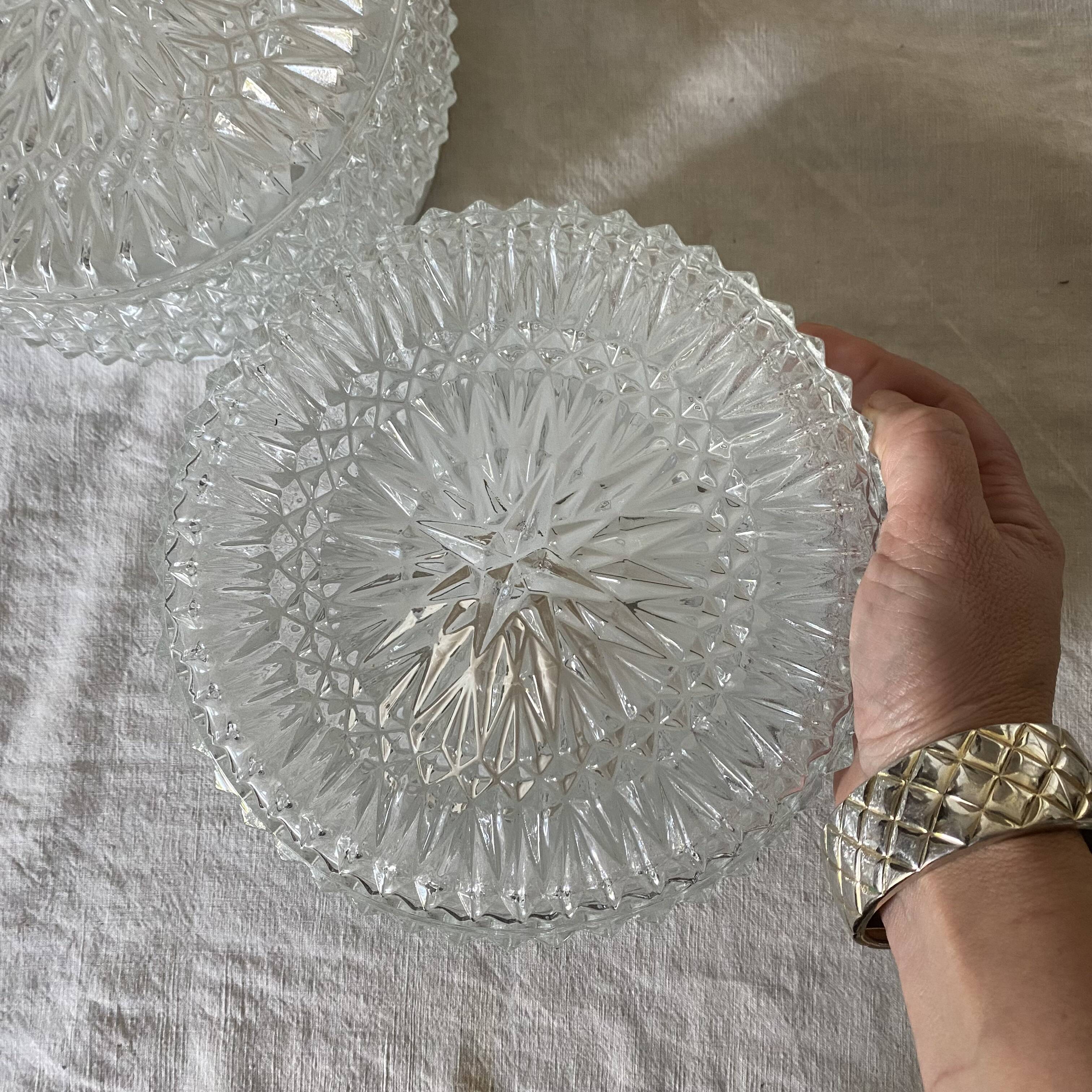 Pair of vintage glass ceiling lights