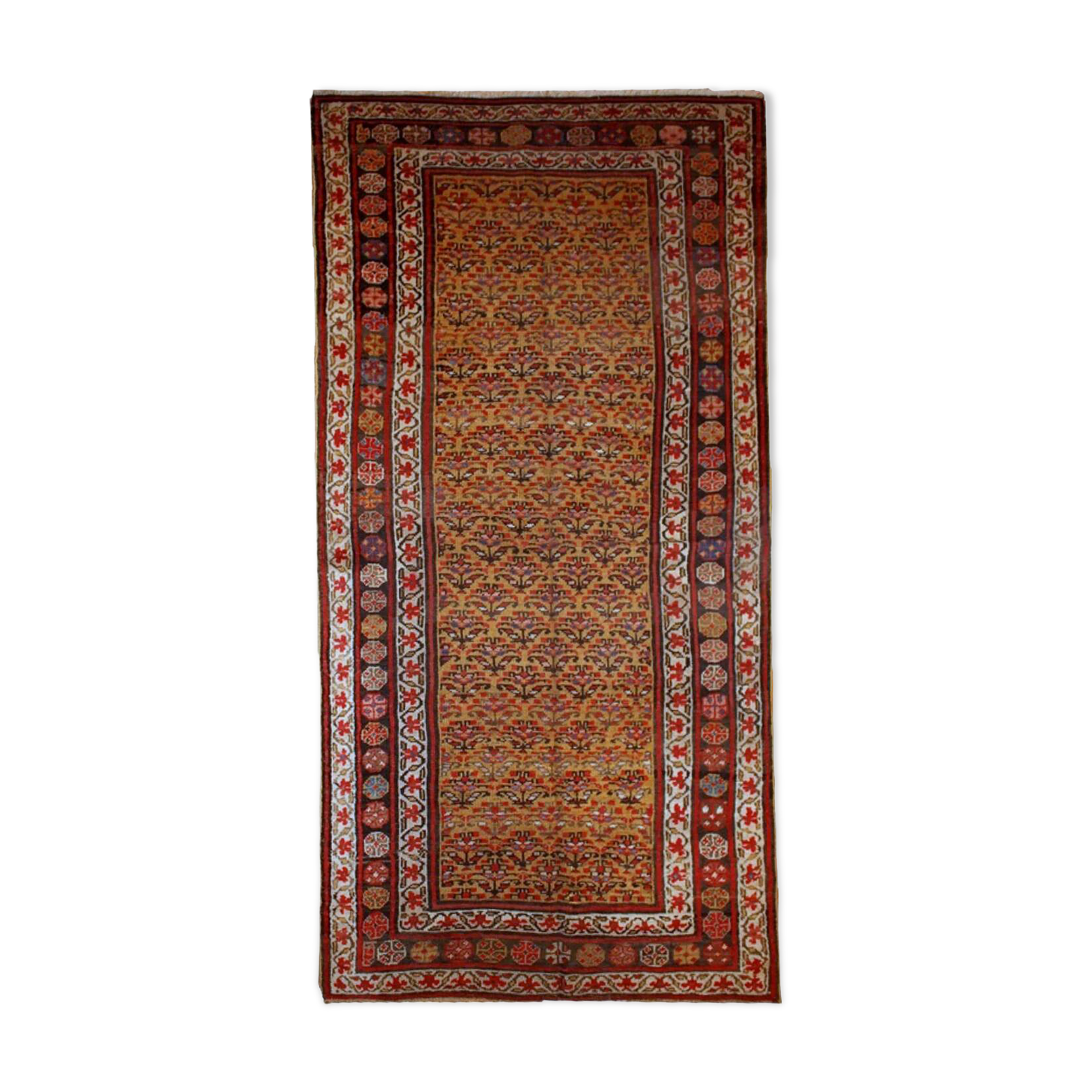 Handmade antique Persian Kurdish rug 125cm x 235cm 1880s - 1B414