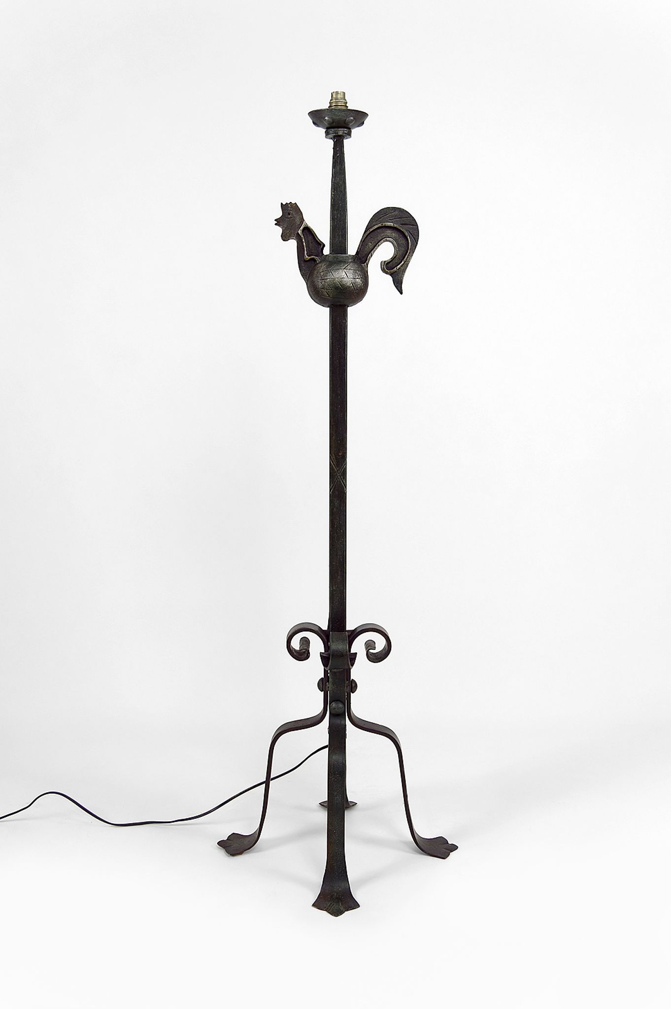 Floor lamp with wrought iron rooster by Jean Touret for the Ateliers Marolles, circa 1950