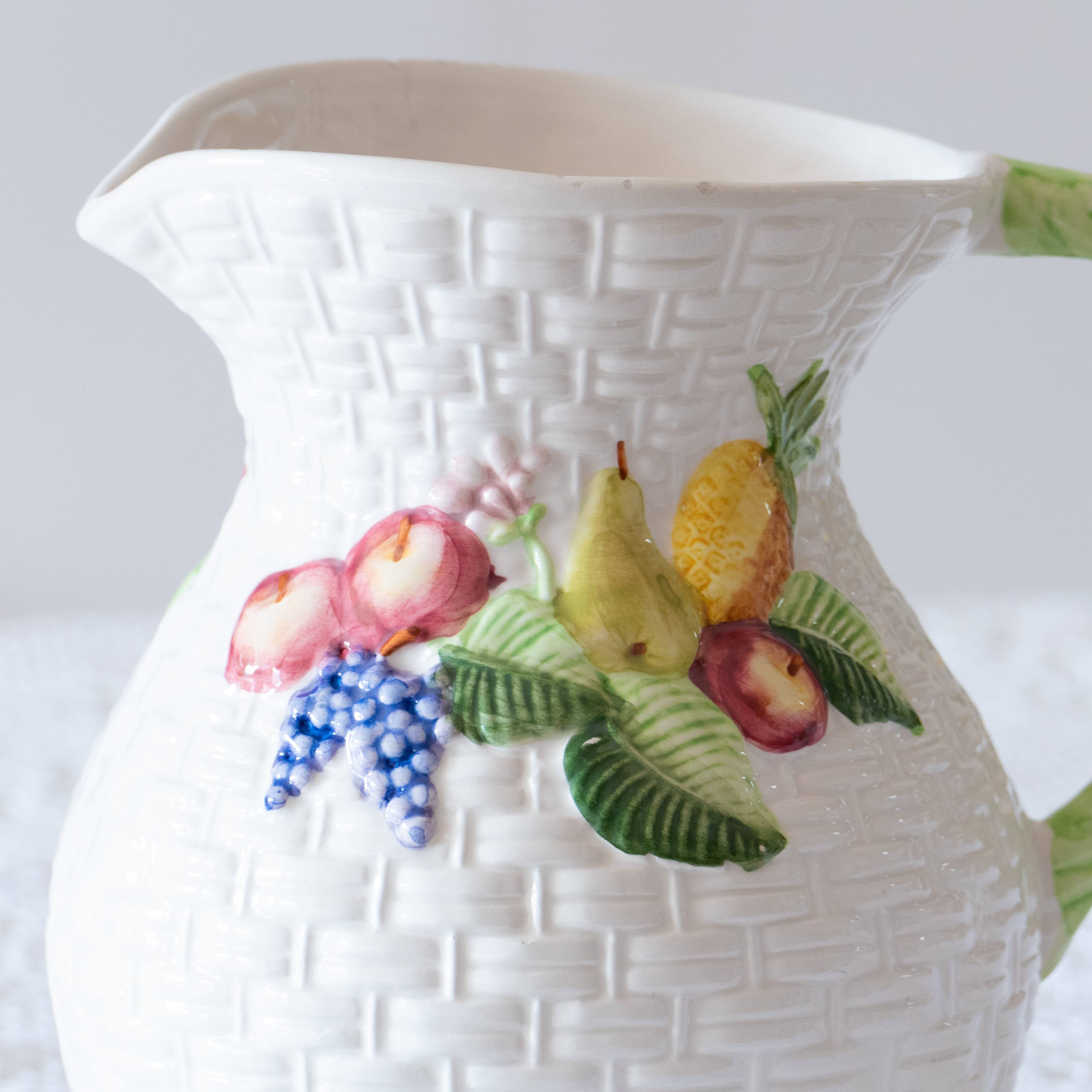 Vintage woven fruit slip carafe