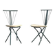 LaPalma folding chairs set of 2, dark green metal & woven cord, Italy, 1970s