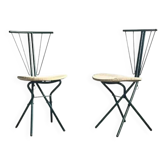 Chaises pliantes LaPalma en métal vert foncé et cordage tissé, Italie, années 1970