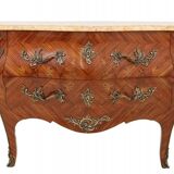 Inlaid chest of drawers with a marble top in the Louis XV style, France