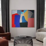 Colorful abstract art 100x80cm on stretched canvas by Bodasca