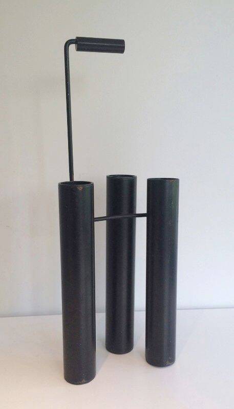 Designer umbrella stand in black lacquered metal