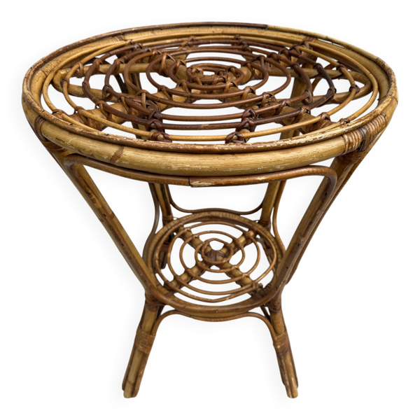 Table d’appoint en rotin des années 50´s France