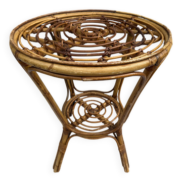 1950s rattan side table from France