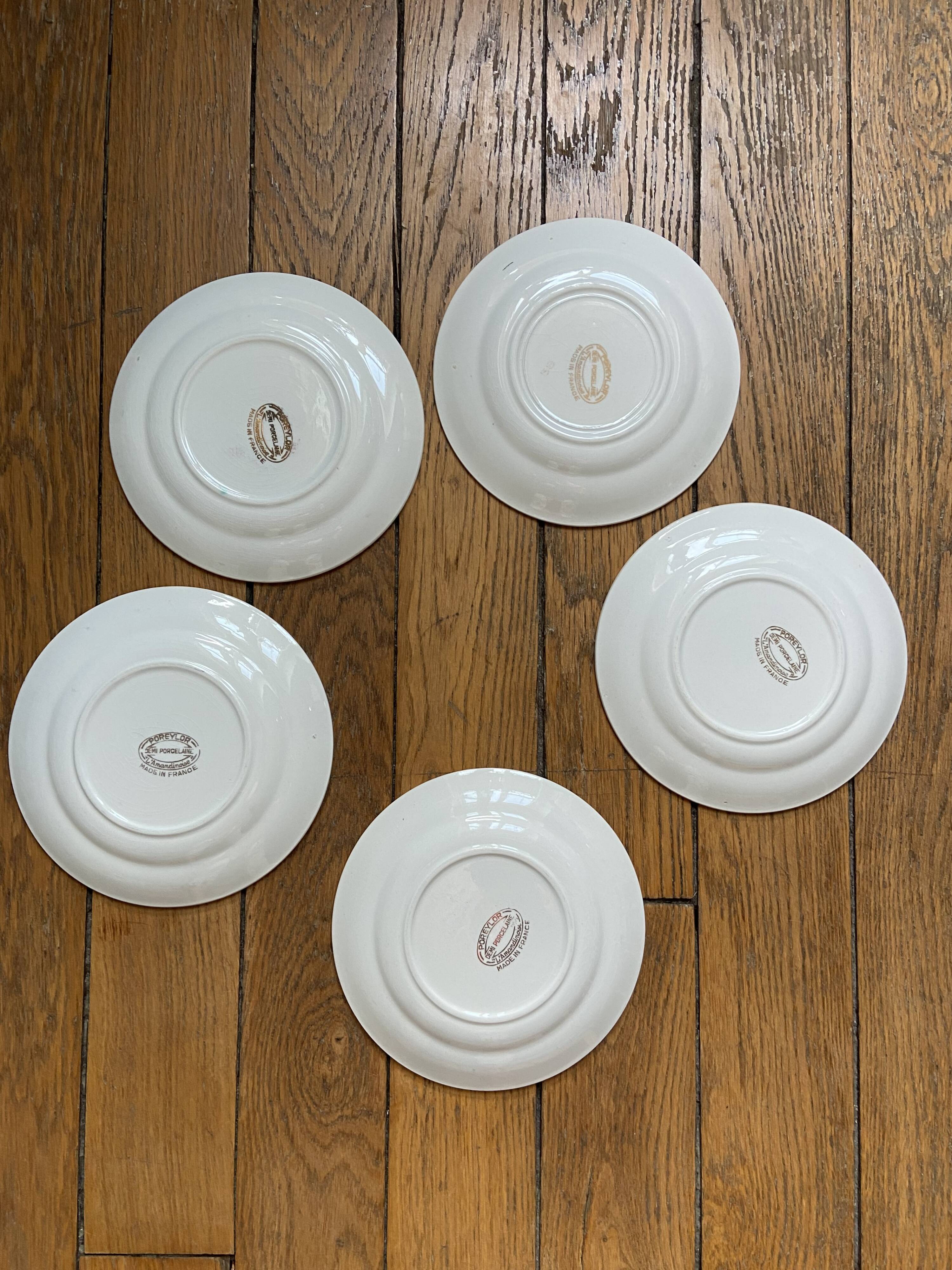 Lot de 5 assiettes à dessert l'Amandinoise couleur mint vintage