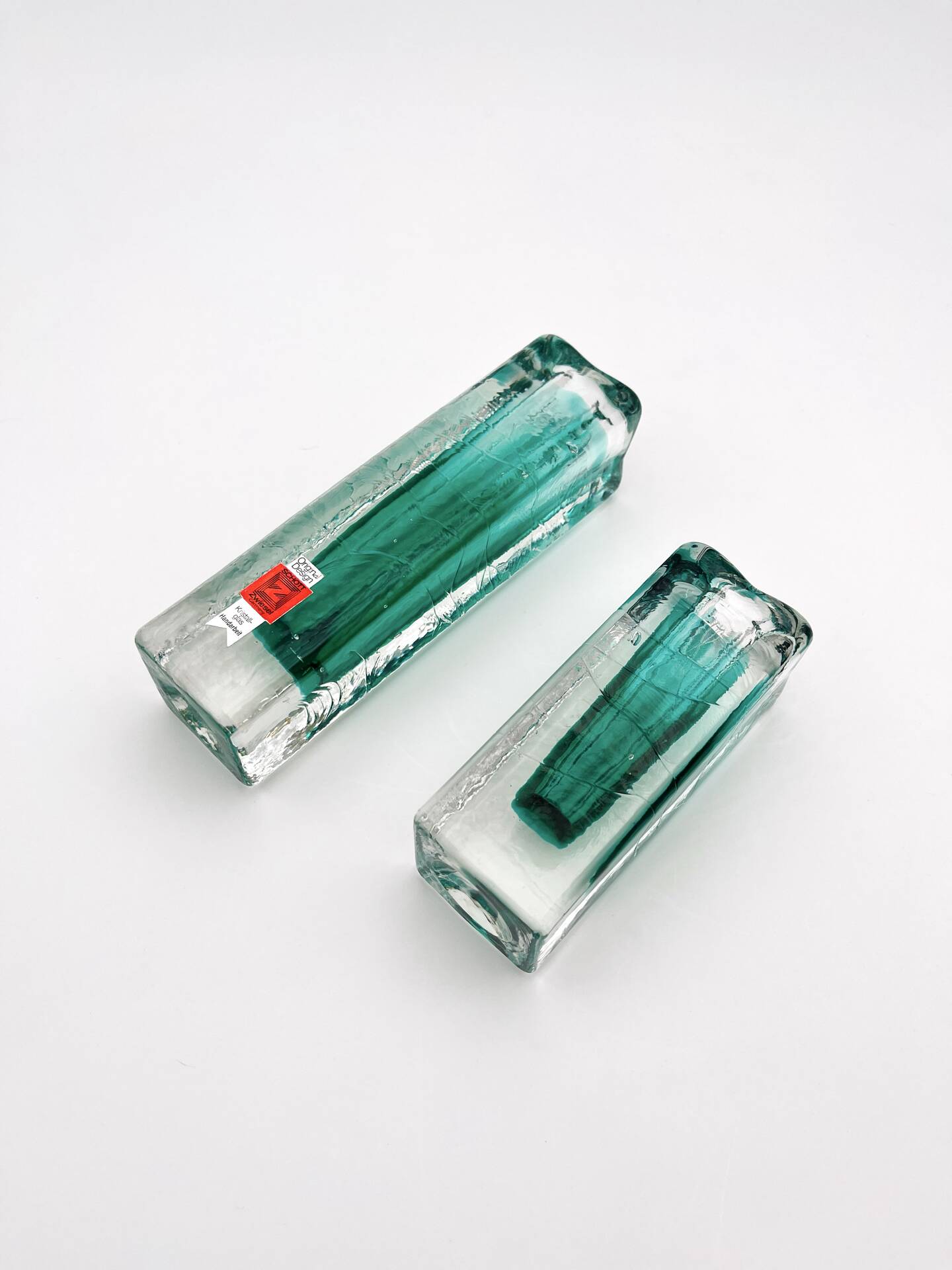 Paire de soliflores brutalistes Schott Zwiesel Cristal Eisglas