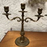 Pair of 3-pointed golden candlesticks