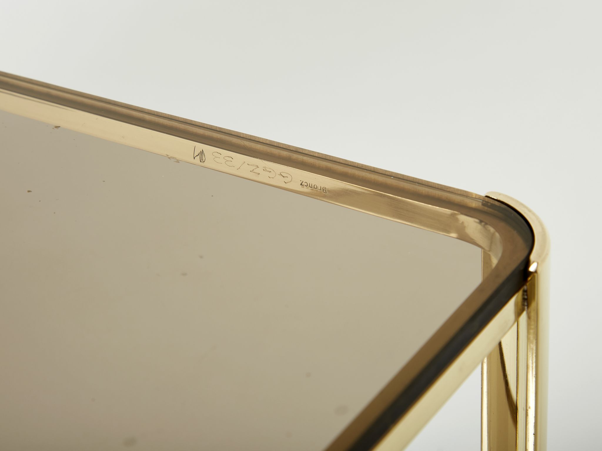 Bronze side table signed J.T. Lepelletier for Broncz circa 1960