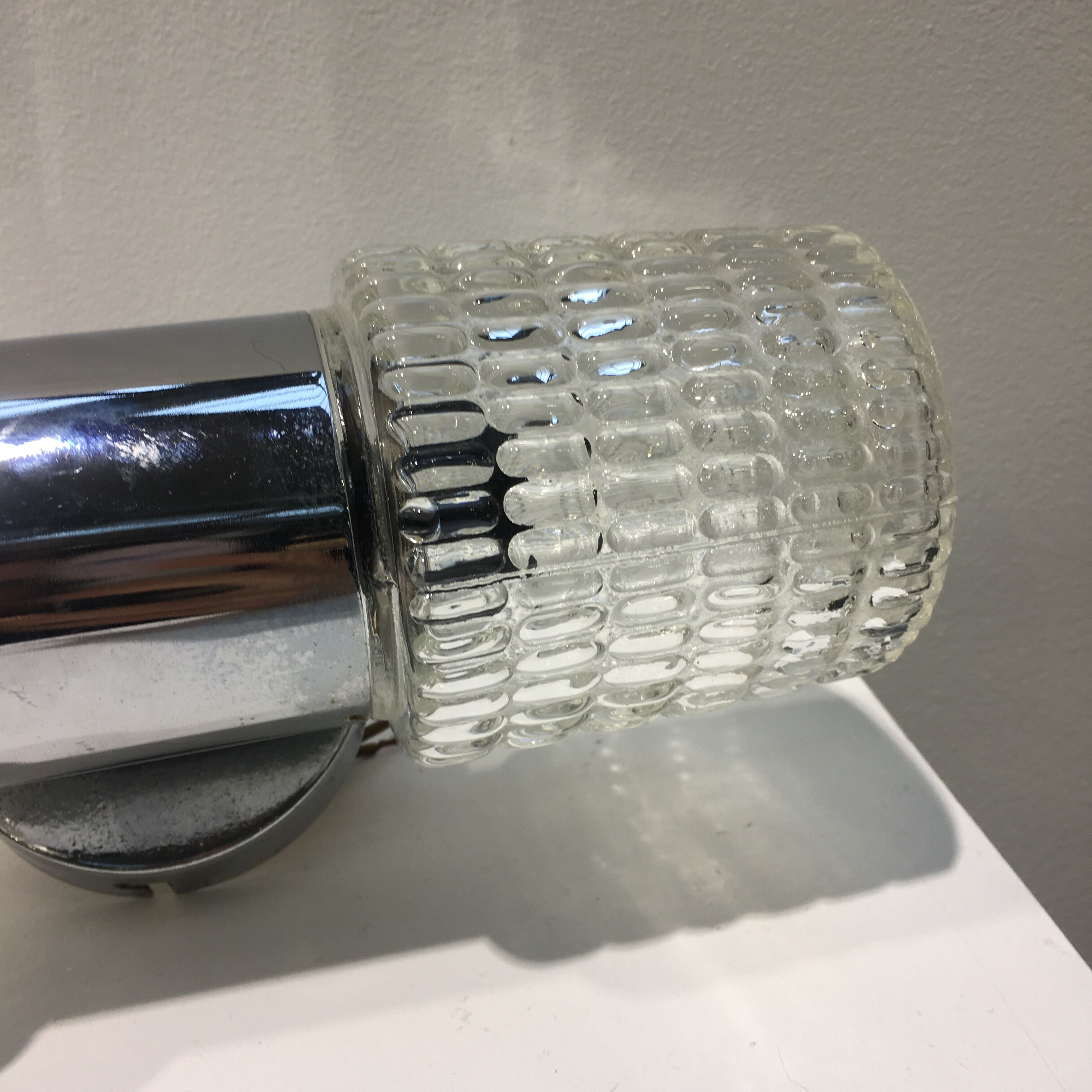 Wall lamp double lights chrome and glass 70s