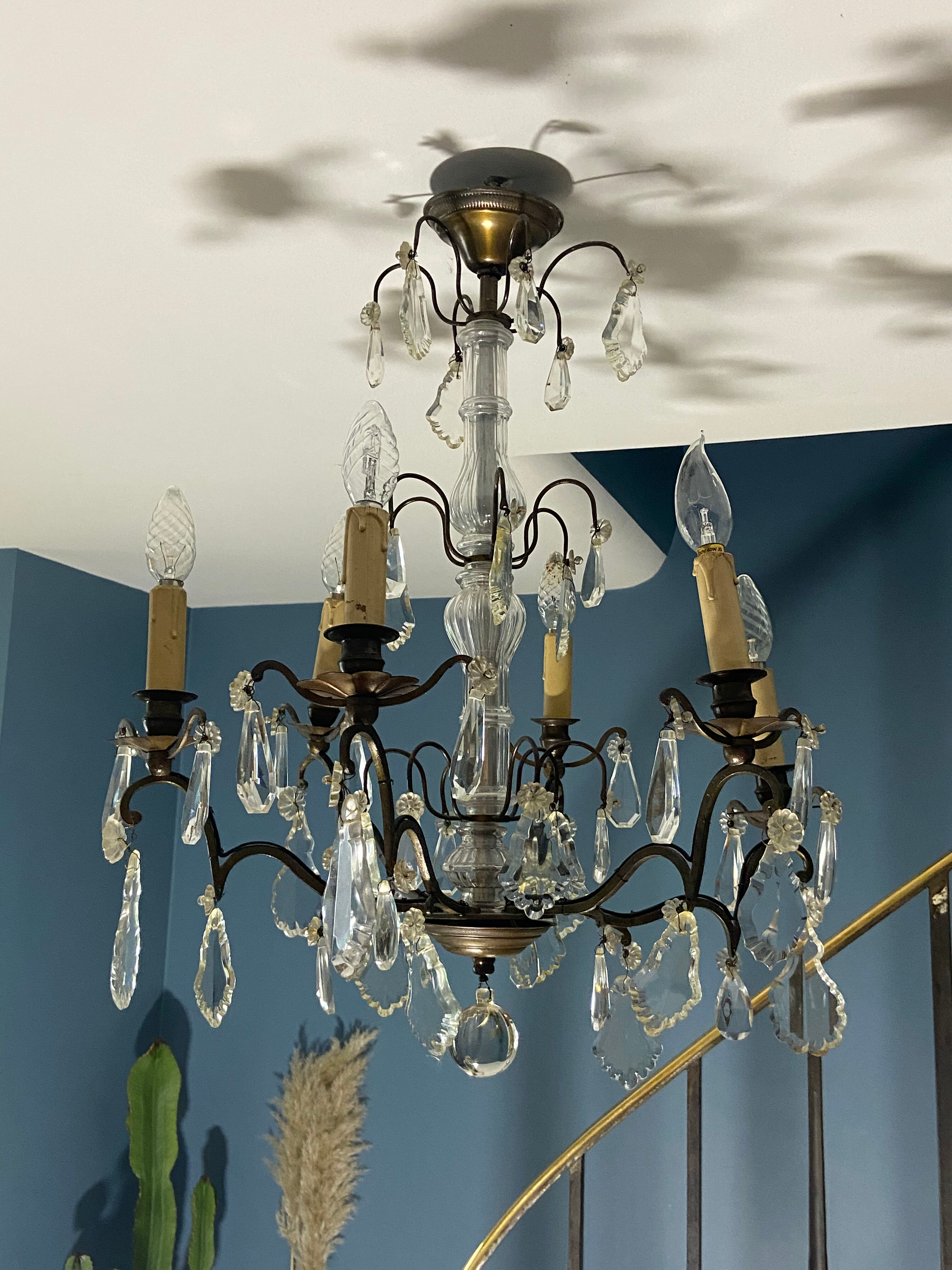 Grapevine chandelier NINETEENTH bronze and crystal