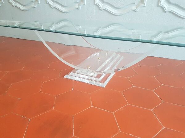 Table basse en lucite et verre années 70
