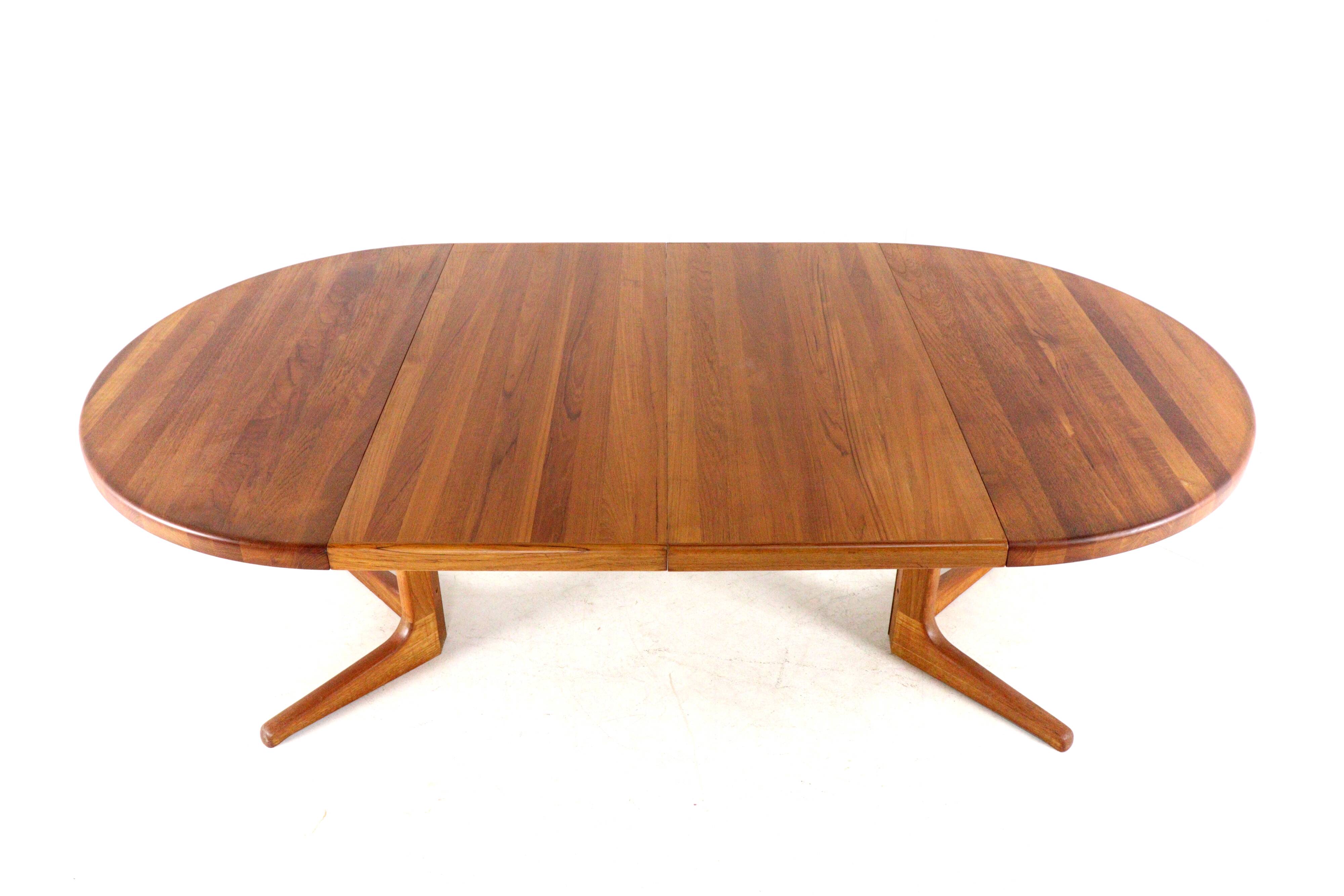 Table à manger extensible ronde 'Arden' 2x - teck - style mid-century moderne