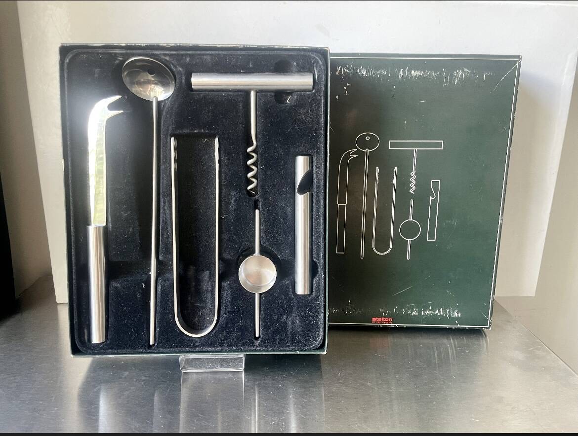 Vintage Stelton Bar Set Design Arne Jacobsen 6 pcs set Danish Design