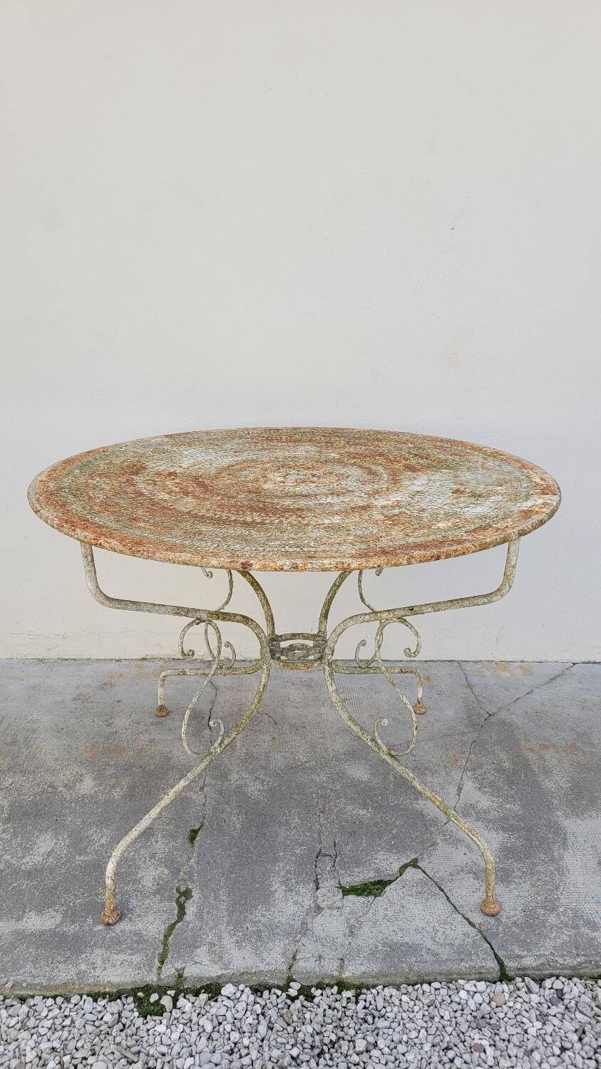 Round Wrought Iron Garden Table 1900s