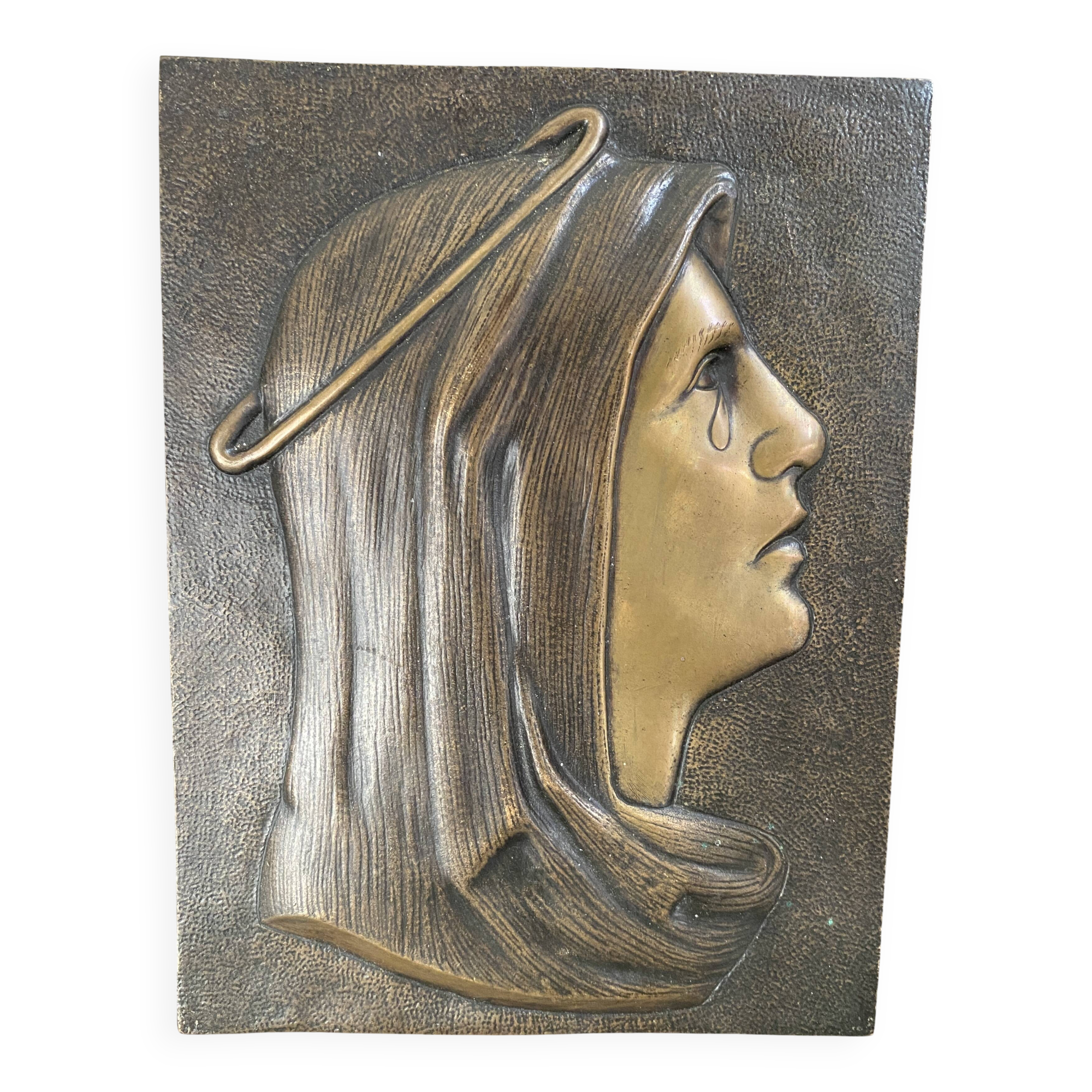 Bronze bas-relief of the Virgin