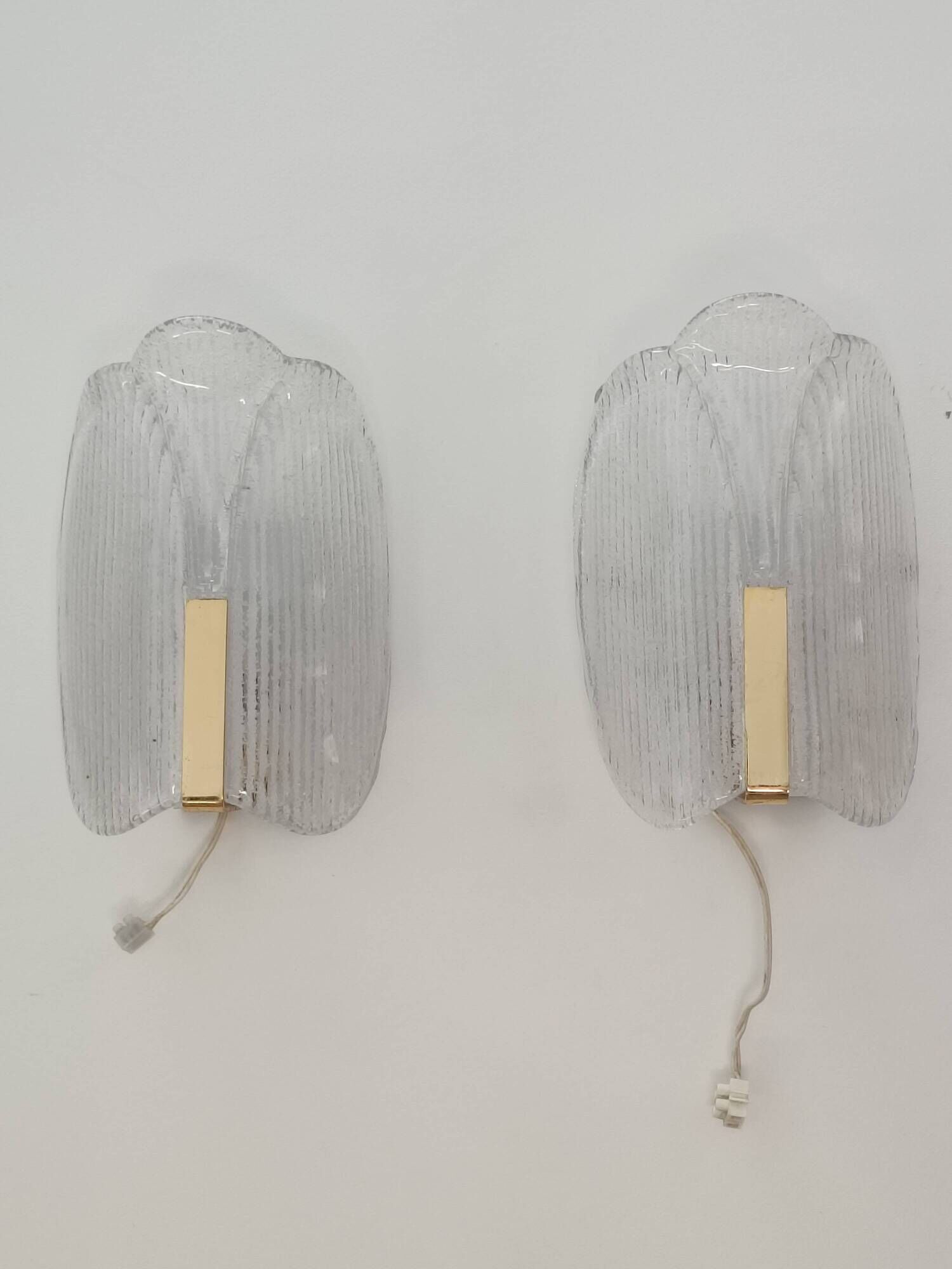 Paire d'appliques par Carl Fagerlund pour Orrefors 1970s