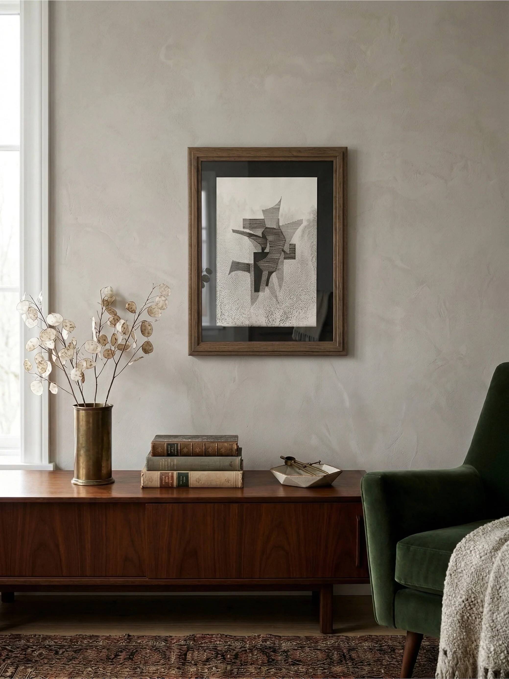 Original work on paper framed, signed Eugène Eechaut, created in ink in 1973.