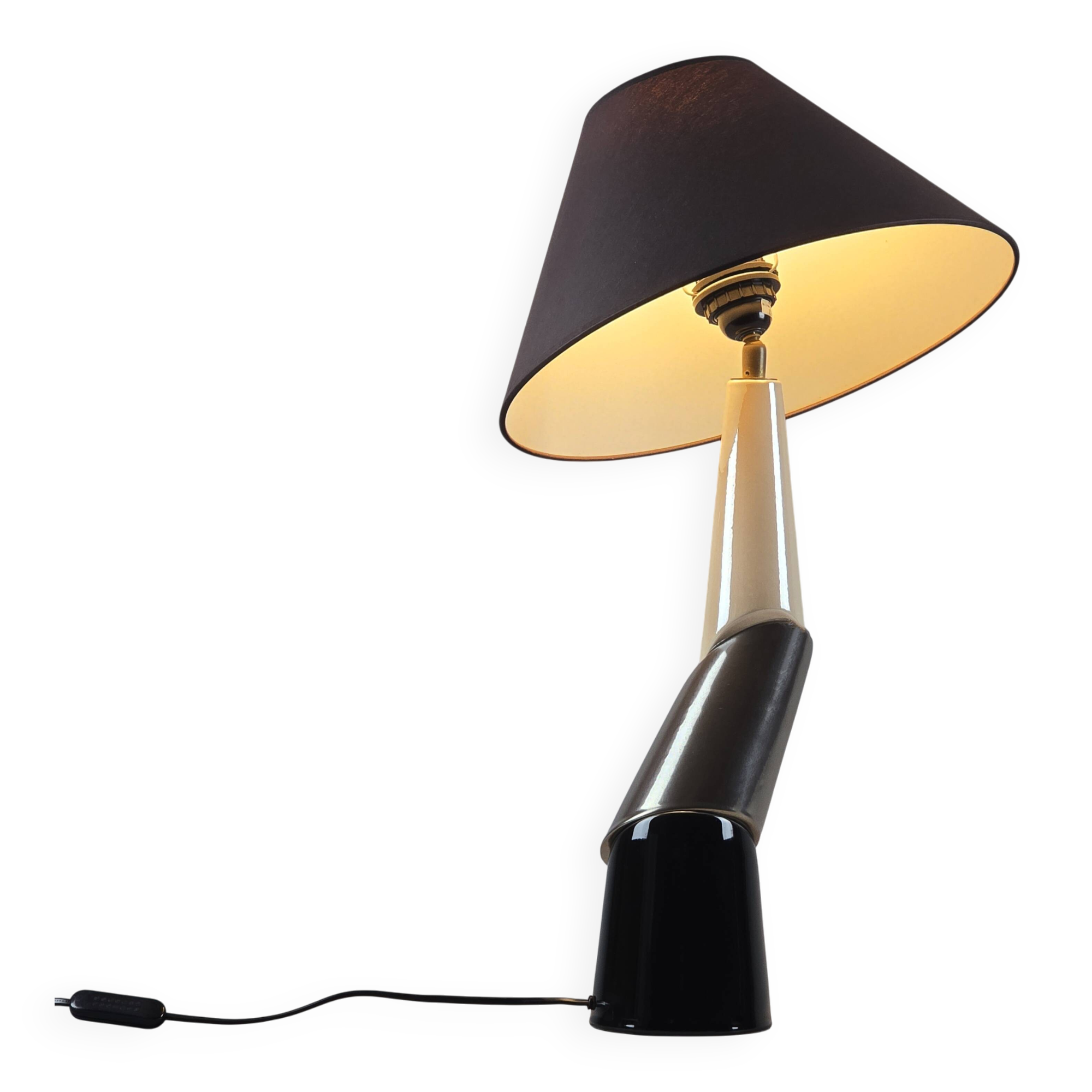 1980s Postmodern Ceramic Table Lamp by François Chatain.