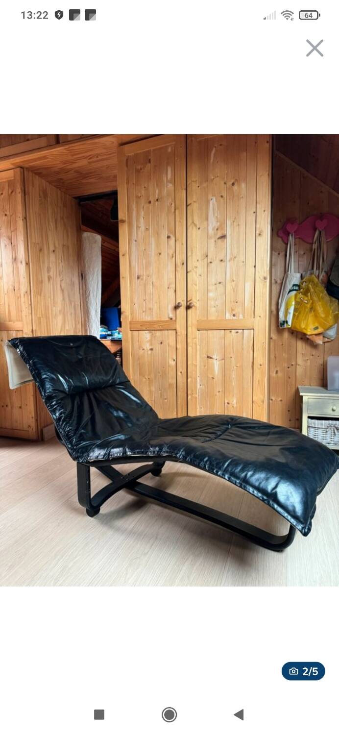 Black leather lounge chair by Ingmar and Knut RELLING for WESTNOFA