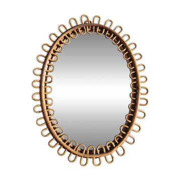 Miroir rotin design italien par Franco Albini