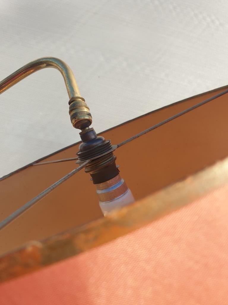 1950 floor lamp with ball head and magazine holders brass ball fasteners
