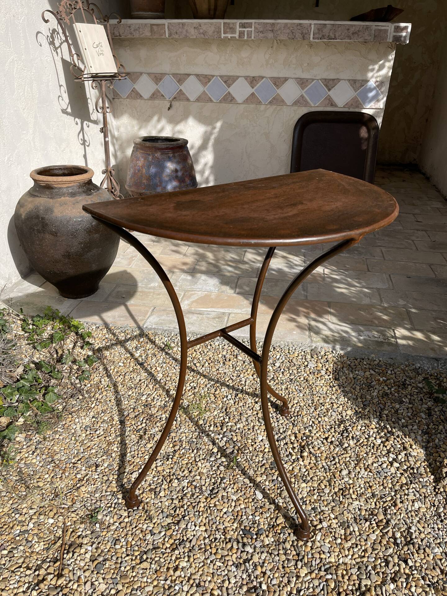 Table console en fer forgé artisanal