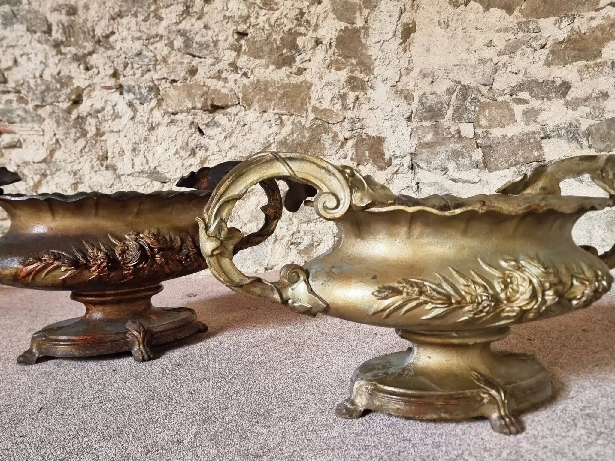 Large antique cast iron planter on a stand, France, circa 1900.