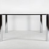 Square chrome-plated steel table by Sergio Mazza for Cinova, Italy, 1970s