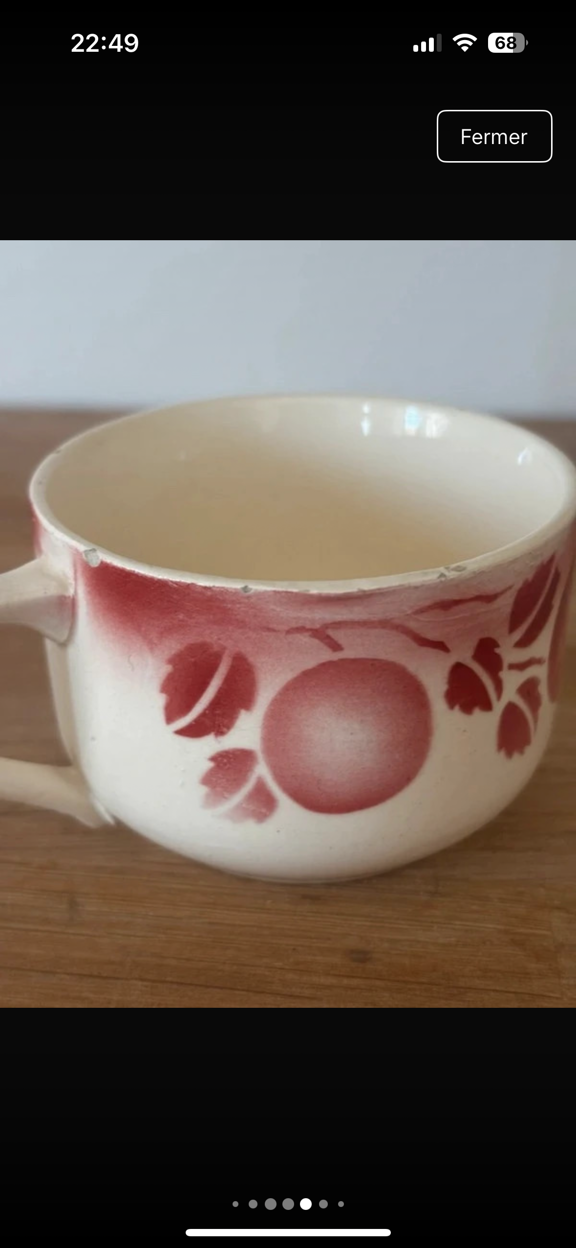 5 tasses anciennes Badonviller fruits